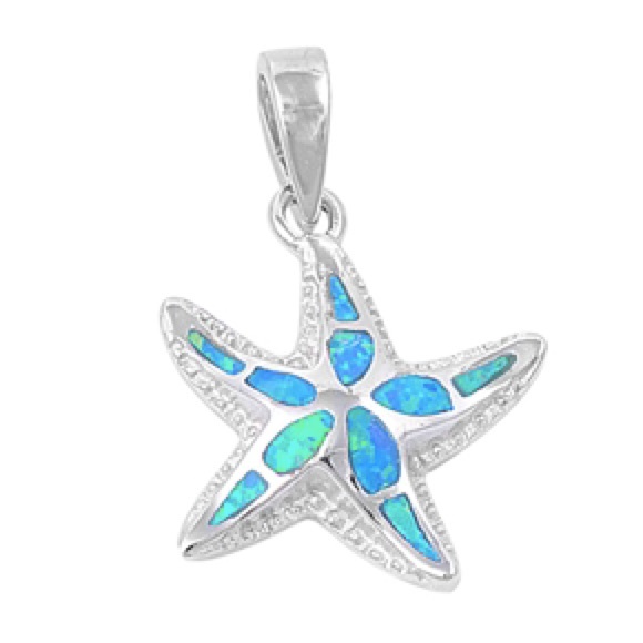 Jewelry - Sterling Silver Pendant Starfish w/ Lab Opal
